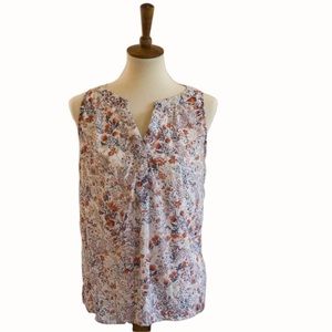 Rose & Thyme Orange Flower Sleeveless Blouse